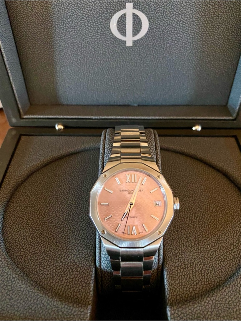 Baume & Mercier Riviera Stainless Steel 33mm Automatic Watch w/Pink Dial